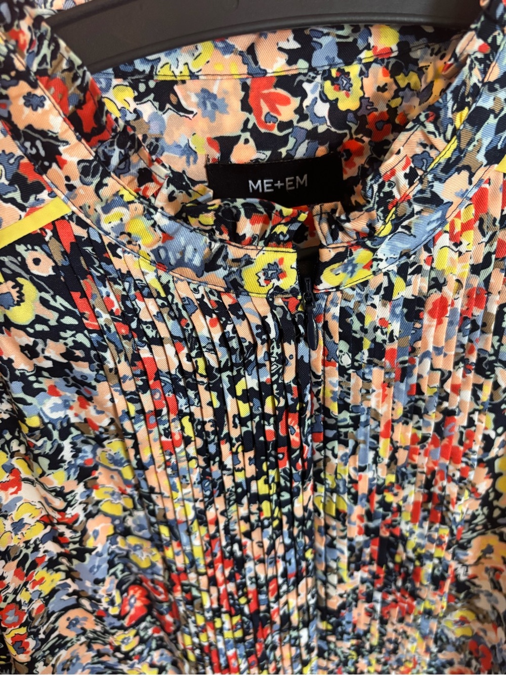 ME+EM Floral dress in Navy, Peach, Yellow and Red